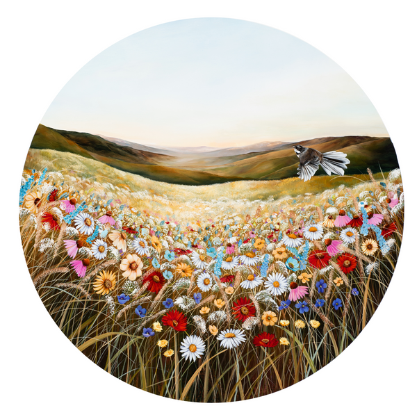 Abundant Meadow  series - Piwakawaka round