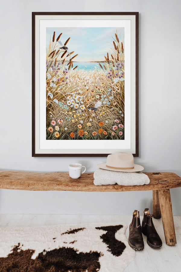 Coastal Meadow Maximalist series - Piwakawakas and friends